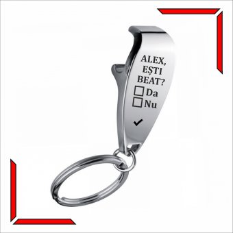 Breloc personalizat - Desfacator de bere Esti beat?
