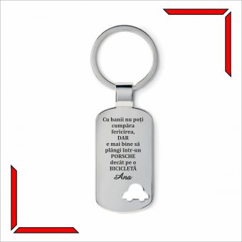 Breloc personalizat - Mai bine plangi intr-un Porsche