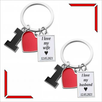 Brelocuri cuplu Valentines - I love my husband / i love my wife 