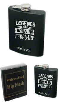 Plosca personalizata-Legends are born in february