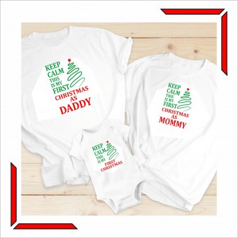 Set Tricouri Familie - Keep calm, my first Christmas 