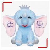 Elefănțel de pluș albastru personalizat 
